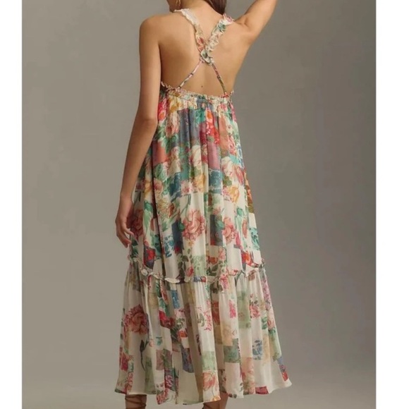 Anthropologie Floral Patchwork Maxi Dress | Boho Cottagecore | Size L - Picture 2 of 6